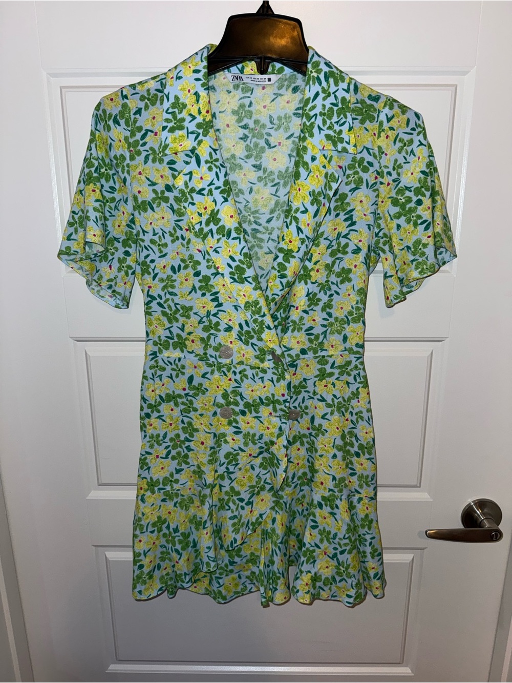 Zara Pastel Floral Dress - Light Blue, Yellow & Green